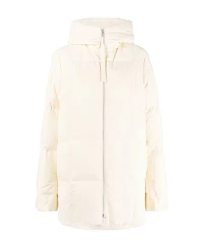 Jil Sander Zip-up Hooded Down Jacket In White