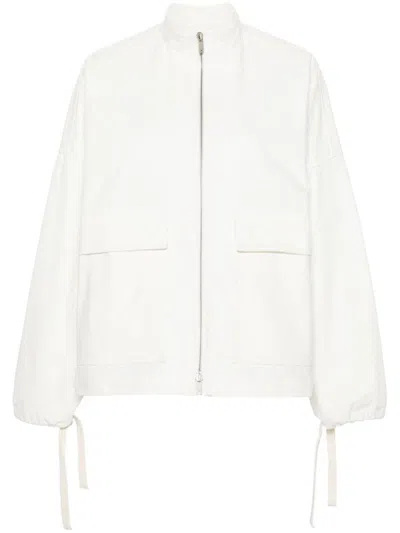 Jil Sander Logo-patch Canvas Cargo Jacket In White