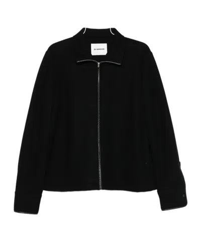 Jil Sander Zip-up Knitted Cardigan In Black