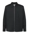 Jil Sander Black Zip-up Shirt With Contrasting Stitching In Tech Fabric Man In Black