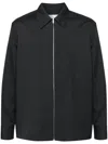 Jil Sander Black Zip-up Shirt With Contrasting Stitching In Tech Fabric Man In Grey