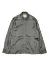 Jil Sander Zip-up Satin Shirt Jacket In Gray