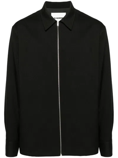 Jil Sander Zip-up Shirt Jacket In Black