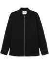 Jil Sander Black Zip-up Shirt With Contrasting Stitching In Tech Fabric Man In Black
