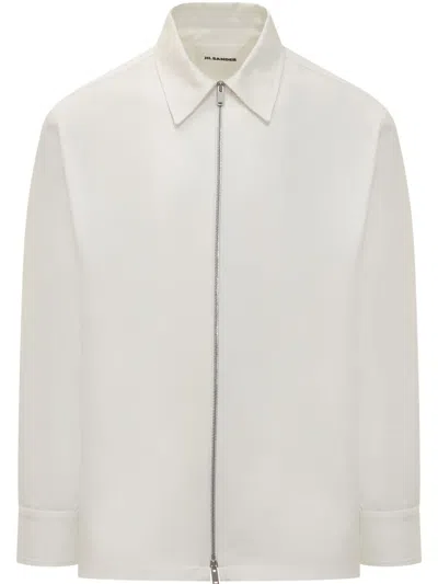 Jil Sander Zippered Shirt With Buttoned Cuffs In White