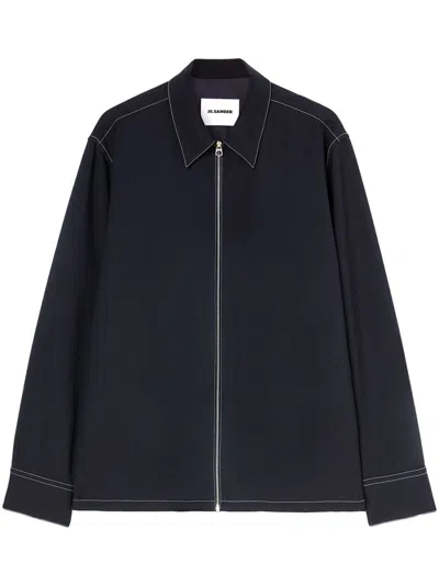 Jil Sander Zip-up Shirt Jacket In Blue