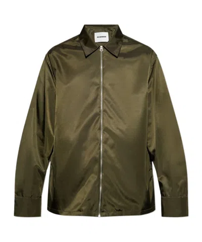 Jil Sander Zip-up Shirt Jacket In Green