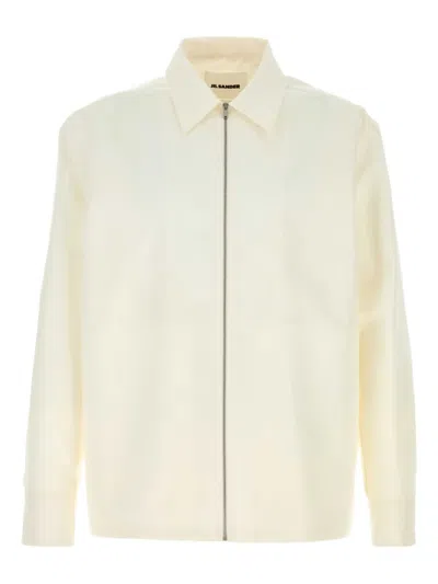 Jil Sander Off White Zip-up Shirt In Gray