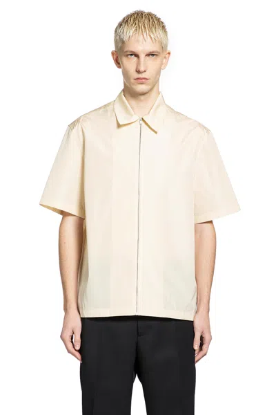 Jil Sander Zip-up Short Sleeve Shirt In White