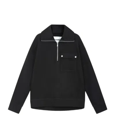 Jil Sander Felted Sweatshirt In Black