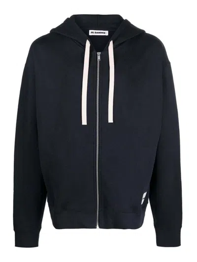 Jil Sander Zip Up Sweatshirt In Black