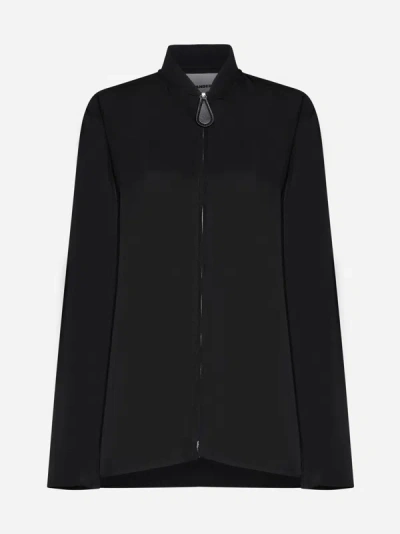 Jil Sander Zip-up Viscose Overshirt In Black