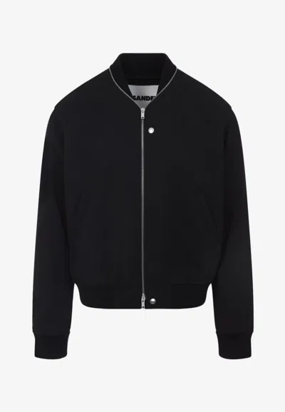 JIL SANDER ZIP-UP WOOL BOMBER JACKET