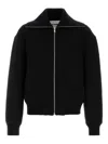 Jil Sander Black Wool Sweather With Zip Up Element In Black
