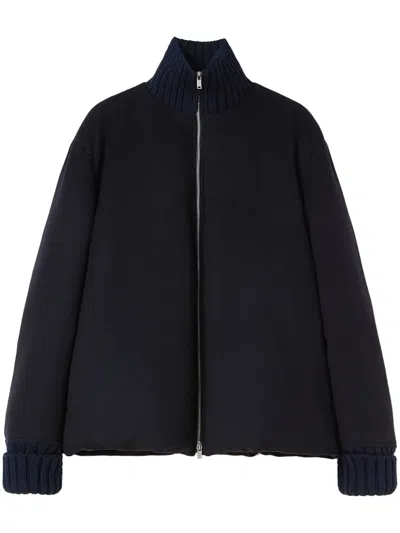 Jil Sander Zip-up Wool Bomber Jacket In Blue