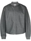 Jil Sander Zip-up Wool Bomber Jacket In Grey