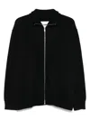 Jil Sander Black Wool Sweather With Zip Up Element In Black