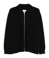 Jil Sander Black Wool Sweather With Zip Up Element In Black