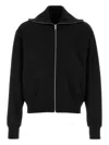 Jil Sander Wool Cardigan With High Collar And Ribbed Cuffs In Black