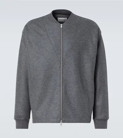 Jil Sander Zip-up Wool Sweatshirt In Grey
