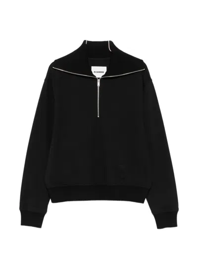 Jil Sander Zip-collar Sweater In Black