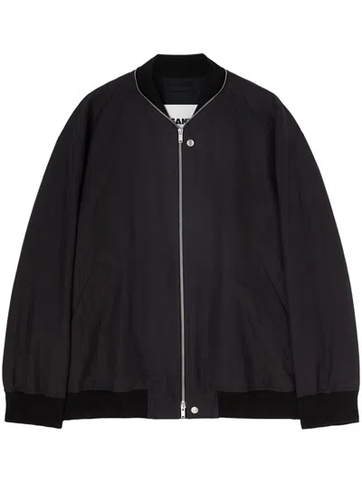 Jil Sander Zipped Bomber Jacket In Black