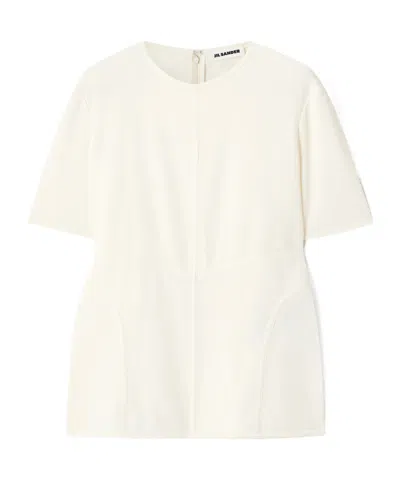 Jil Sander Zipped Crewneck Top In White