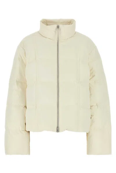 Jil Sander High Collar Quilted Down Jacket In White