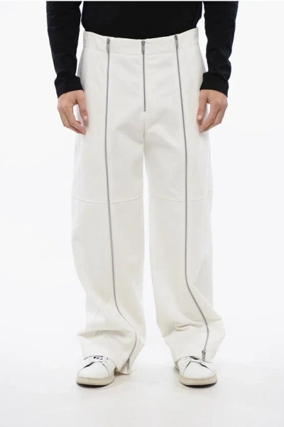 Jil Sander Zipped High-waisted Pants In White