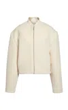 Jil Sander Zipped Knit Cropped Bomber Jacket In White
