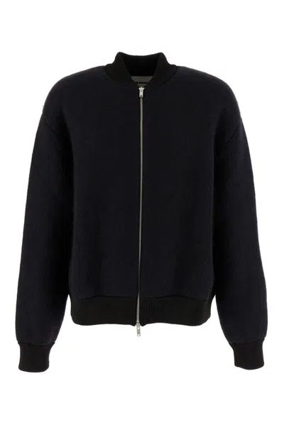 Jil Sander Zipped Knitted Bomber Jacket In Black