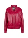 Jil Sander Classic Bomber Leather Jacket In Pink