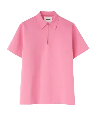 Jil Sander Zipped Polo Shirt In Electric Pink
