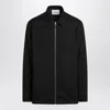 Jil Sander Black Zip-up Shirt With Contrasting Stitching In Tech Fabric Man