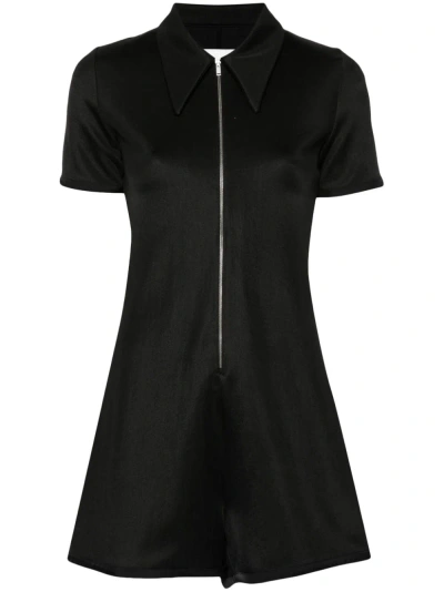 Jil Sander Zipped Short Playsuit In Black