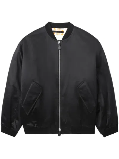 Jil Sander Zipped Sleeve Bomber Jacket In 黑色