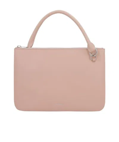 Jil Sander Leather Clutch With Removable Strap In Nude