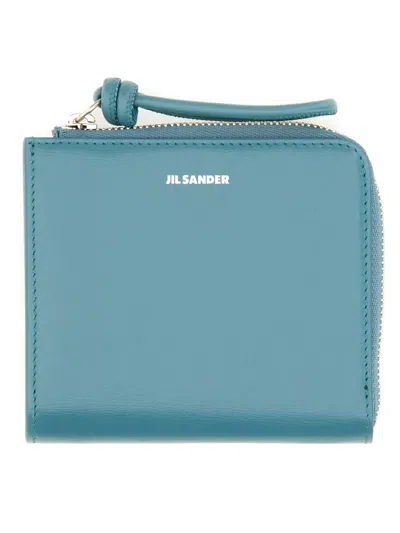 Jil Sander Zipped Wallet In Blue