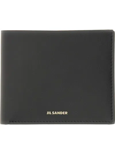 Jil Sander Zipped Wallet In Calf Leather In Black