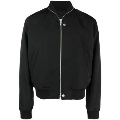 Jil Sander Zipped Wool Bomber Jacket In Black