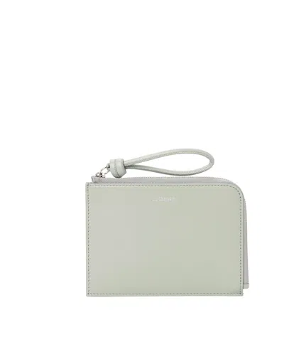Jil Sander Zipper Card Holder In Green