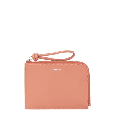 Jil Sander Zipper Card Holder In Pink