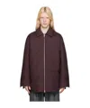 Jil Sander Bordeaux Shirt With Classic Collar And Front Zip Closure In Black