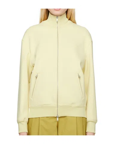 Jil Sander Zipper Vertical Collar Sweater In White