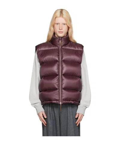 Jil Sander Zipper Vest Down Jacket In Red