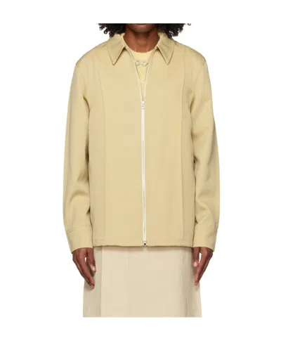 Jil Sander Zipper Wool Casual Jacket In Yellow