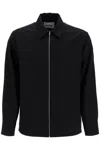 Jil Sander Minimalist Zippered Wool Overshirt In Black