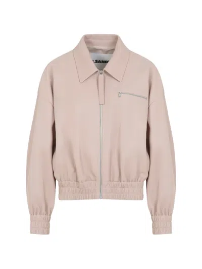 Jil Sander Zip-up Bomber Jacket In Neutral