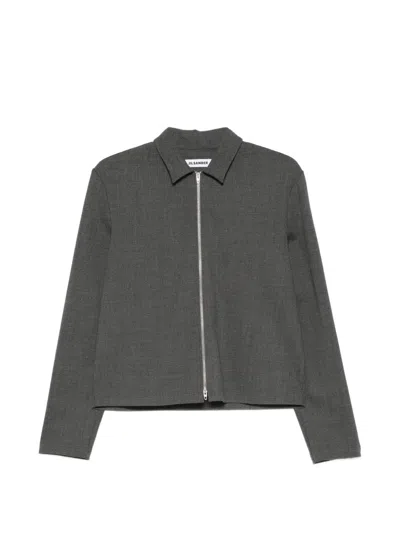 Jil Sander Zip-up Classic-collar Jacket In Gray