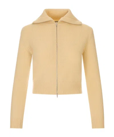 Jil Sander Wide-collar Cardigan In Brown